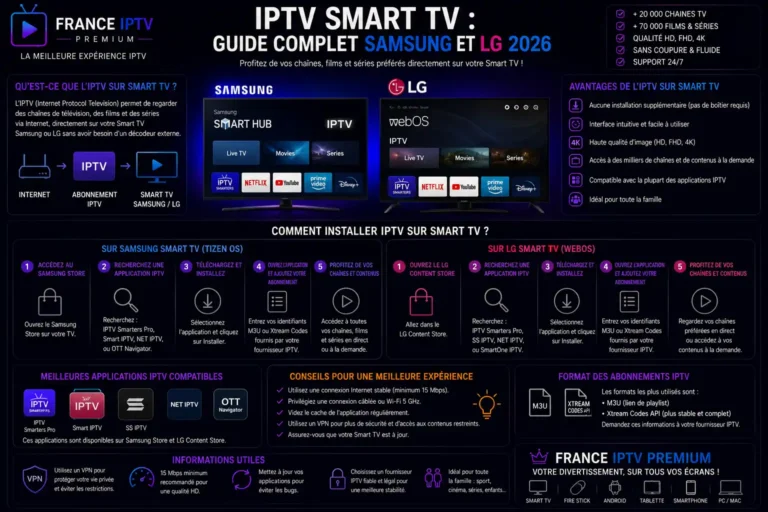 IPTV Smart TV : Guide Complet Samsung et LG 2026